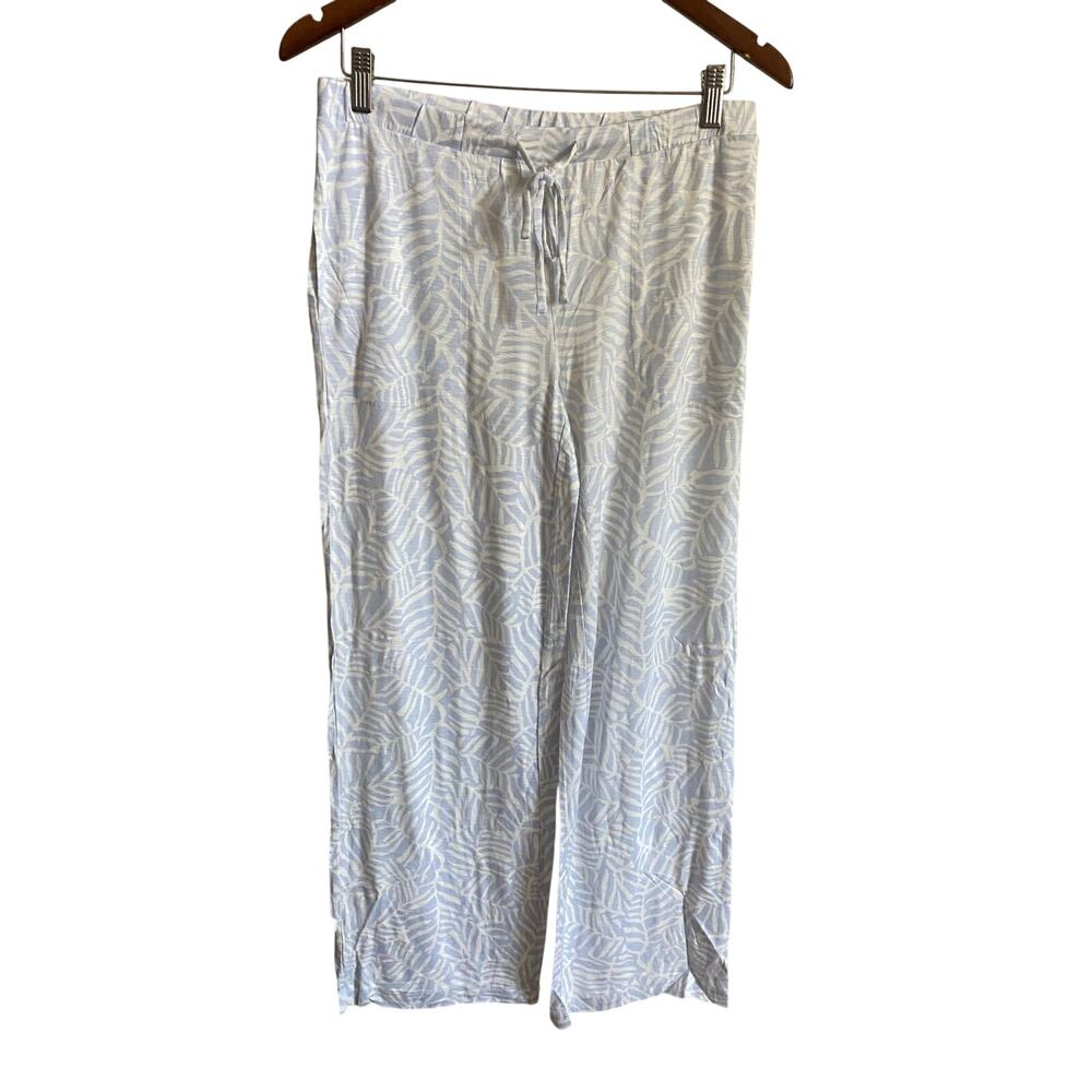 SOMA Size S Cool Nights Slub Wide Leg Sleep Plants Zebra Palm Powder Blue NWT